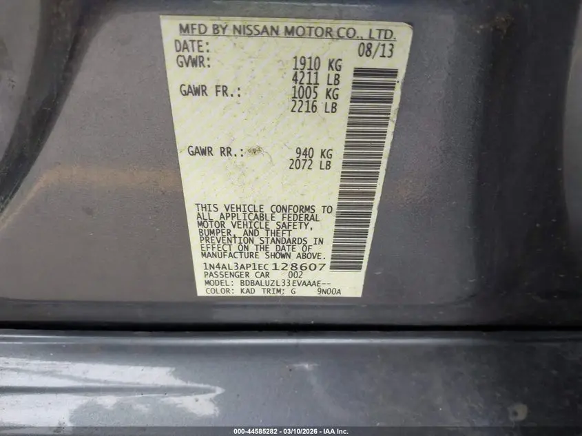 2014 NISSAN ALTIMA 2.5 SV