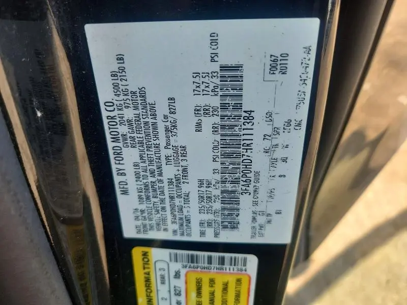 2017 FORD FUSION SE  