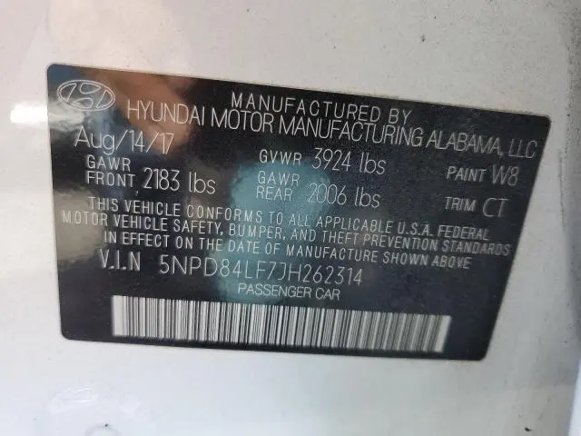 2018 HYUNDAI ELANTRA SEL  