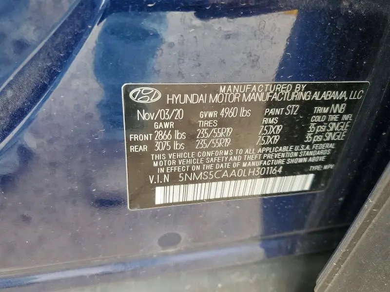 2020 HYUNDAI SANTA FE LIMITED 2.0T  
