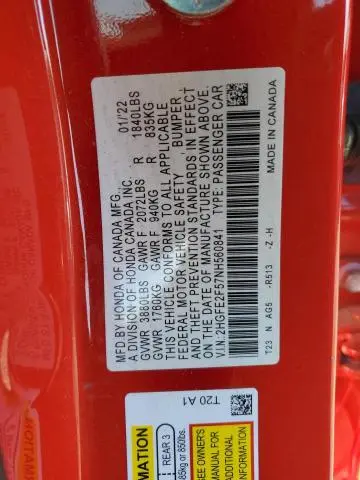 2022 HONDA CIVIC SPORT  