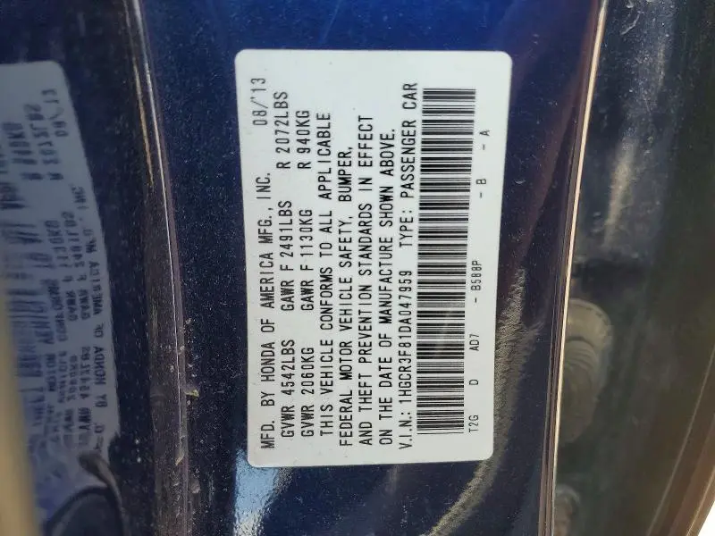 2013 HONDA ACCORD EXL  