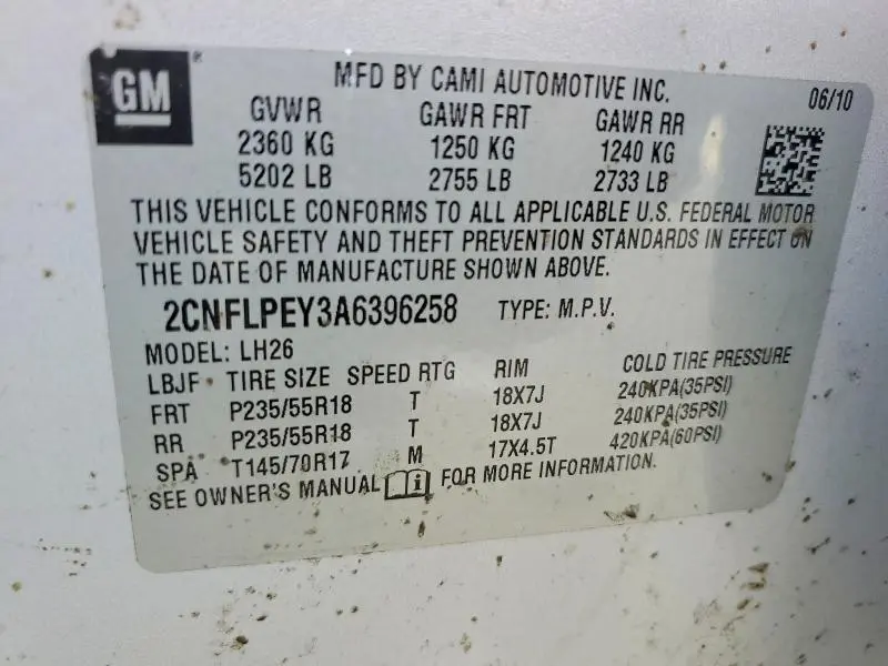 2010 CHEVROLET EQUINOX LT  