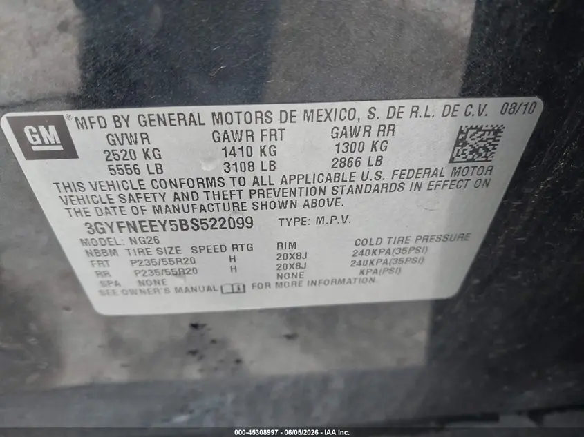 2011 CADILLAC SRX PERFORMANCE COLLECTION