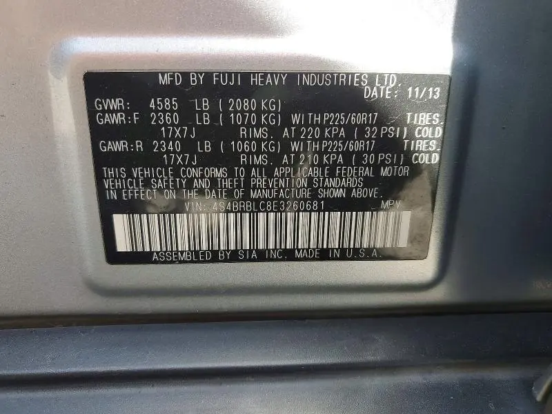 2014 SUBARU OUTBACK 2.5I LIMITED  