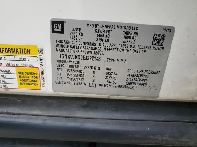 2014 CHEVROLET TRAVERSE LTZ  