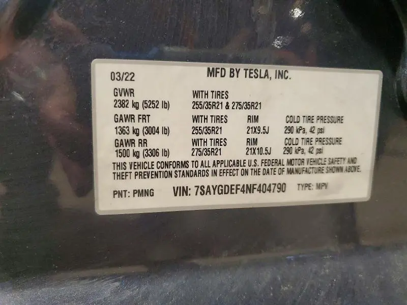2022 TESLA MODEL Y   