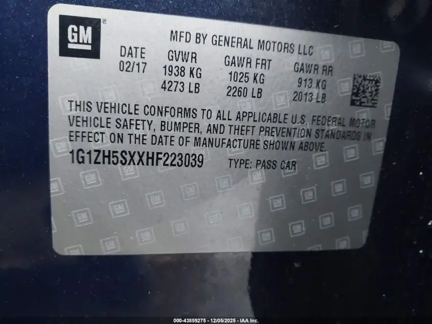 2017 CHEVROLET MALIBU PREMIER