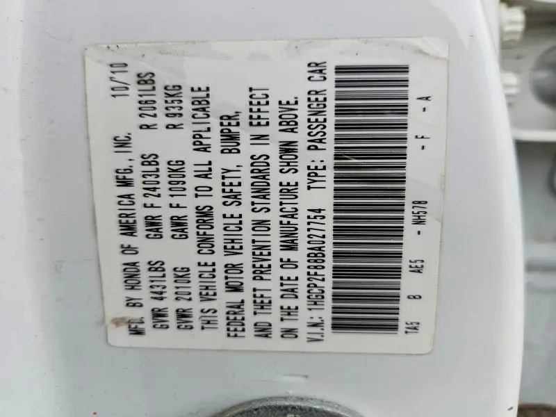 2011 HONDA ACCORD   