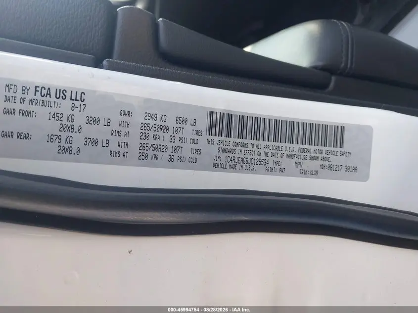2018 JEEP GRAND CHEROKEE ALTITUDE 4X2