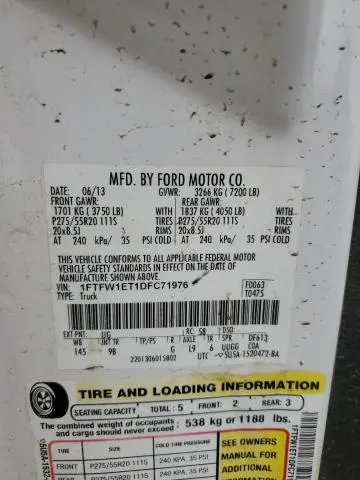 2013 FORD F150 SUPERCREW