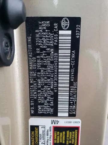 2010 TOYOTA CAMRY BASE  