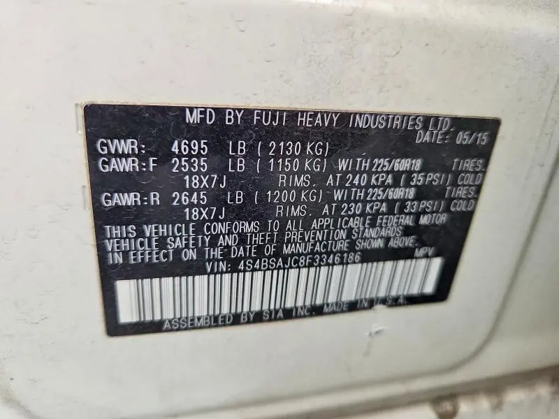 2015 SUBARU OUTBACK 2.5I LIMITED  