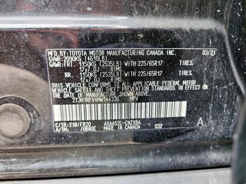 2021 TOYOTA RAV4 LE  