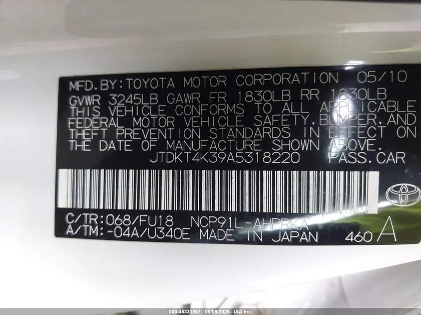 2010 TOYOTA YARIS  