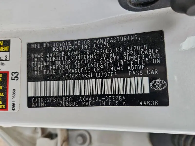 2020 TOYOTA CAMRY XSE  