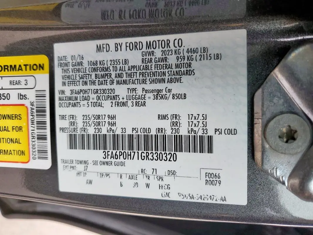 2016 FORD FUSION SE  
