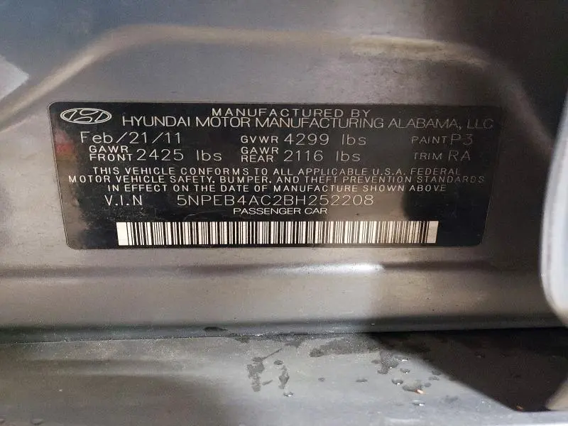 2011 HYUNDAI SONATA GLS  