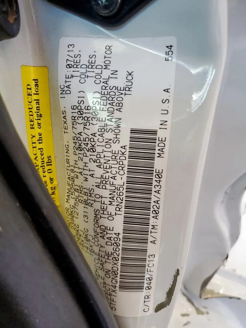 2013 TOYOTA TACOMA PRERUNNER ACCESS CAB  