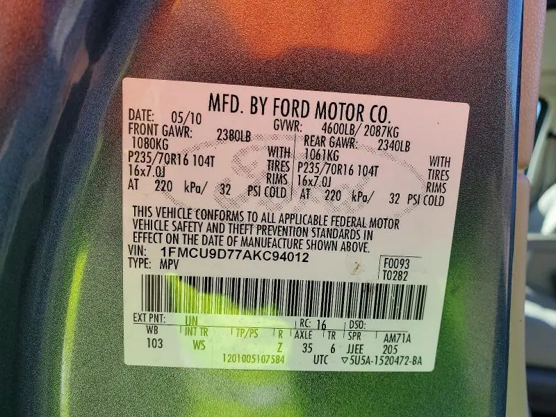 2010 FORD ESCAPE XLT  