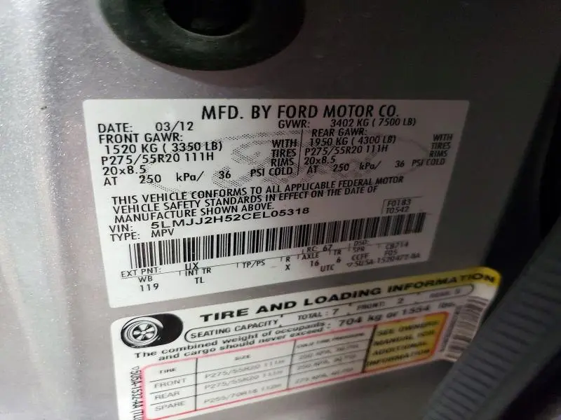 2012 LINCOLN NAVIGATOR   