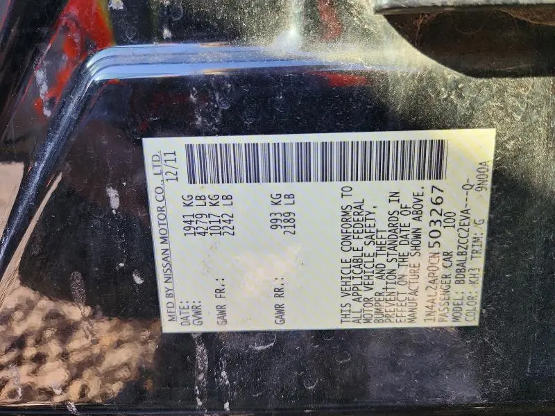 2012 NISSAN ALTIMA BASE  