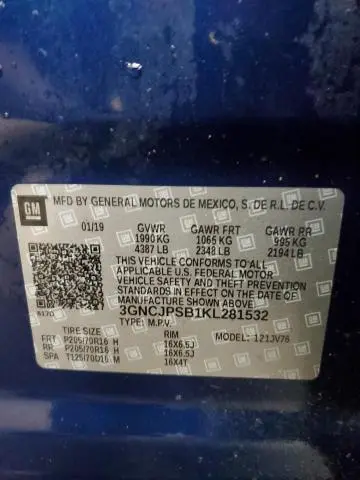 2019 CHEVROLET TRAX 1LT  