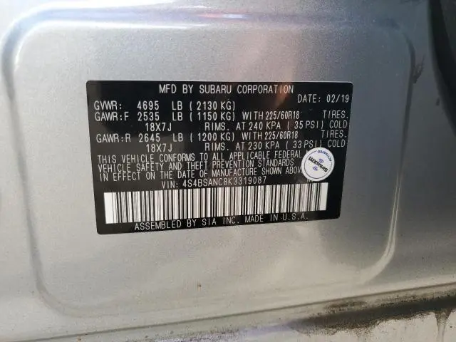 2019 SUBARU OUTBACK 2.5I LIMITED  