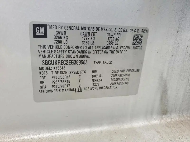 2014 CHEVROLET SILVERADO K1500 LT  