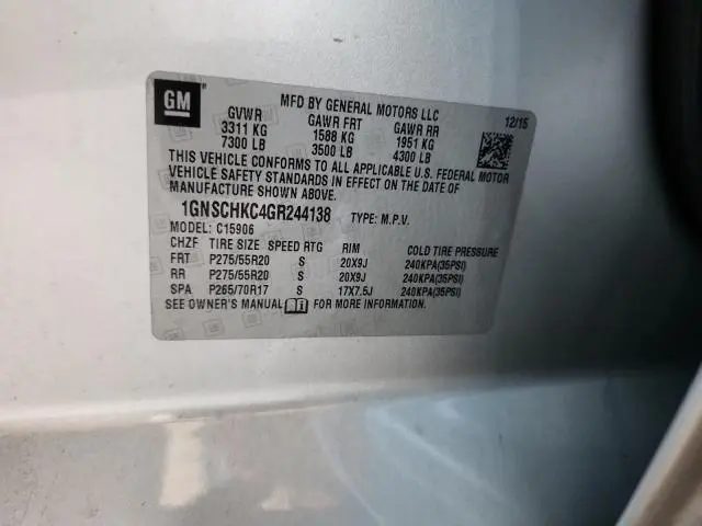 2016 CHEVROLET SUBURBAN C1500 LT  