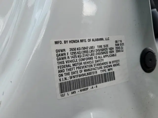 2020 HONDA PILOT TOURING  