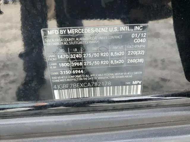 2012 MERCEDES-BENZ GL 450 4MATIC