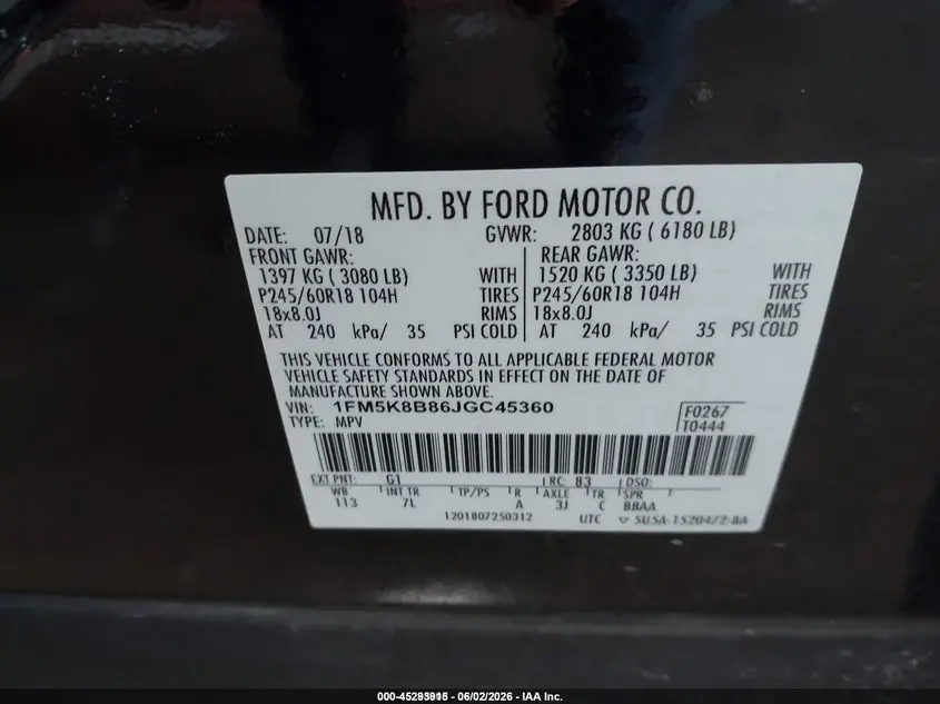 2018 FORD EXPLORER  