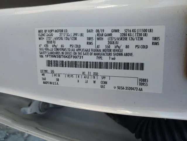 2019 FORD F350 SUPER DUTY  