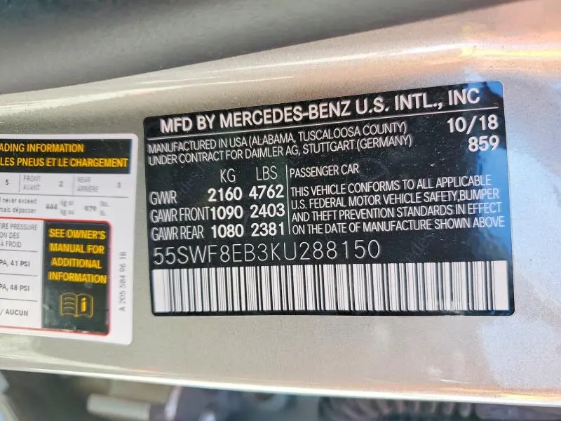 2019 MERCEDES-BENZ C 300 4MATIC  