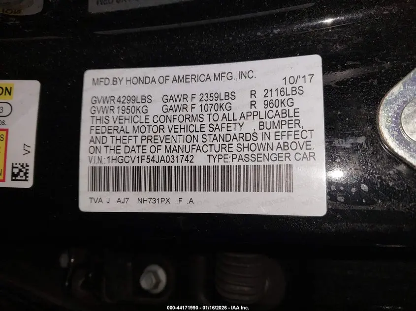 2018 HONDA ACCORD EX-L