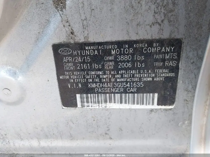 2016 HYUNDAI ELANTRA SE