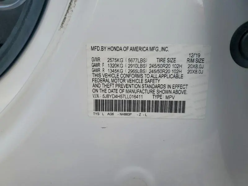 2020 ACURA MDX TECHNOLOGY  