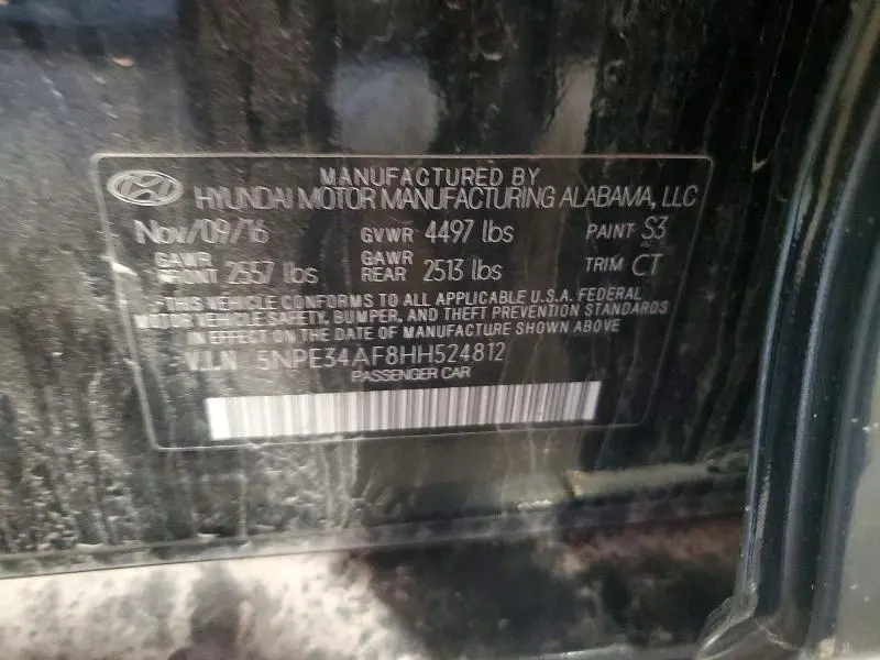 2017 HYUNDAI SONATA SPORT  