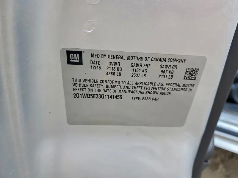 2016 CHEVROLET IMPALA LIMITED POLICE  