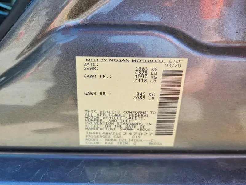 2020 NISSAN ALTIMA   