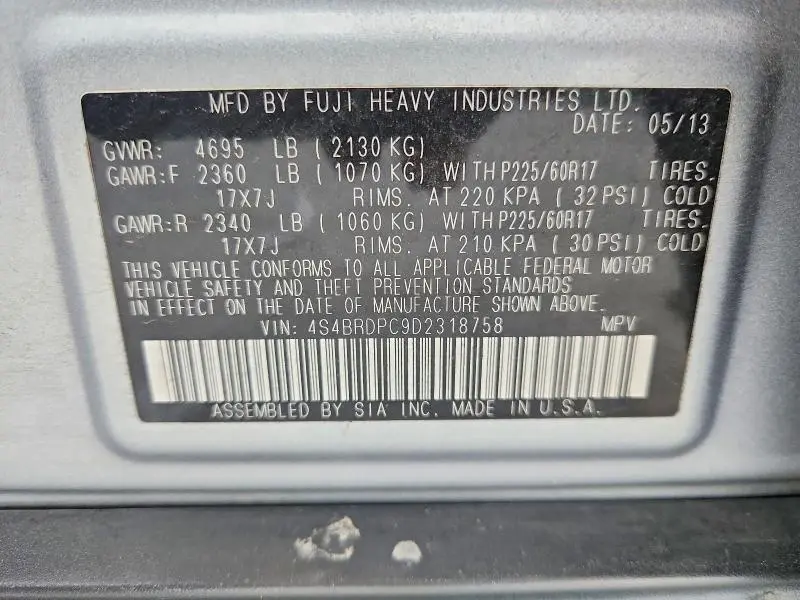 2013 SUBARU OUTBACK 3.6R LIMITED  