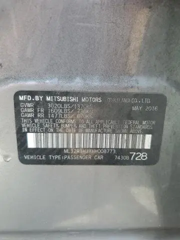 2017 MITSUBISHI MIRAGE ES  