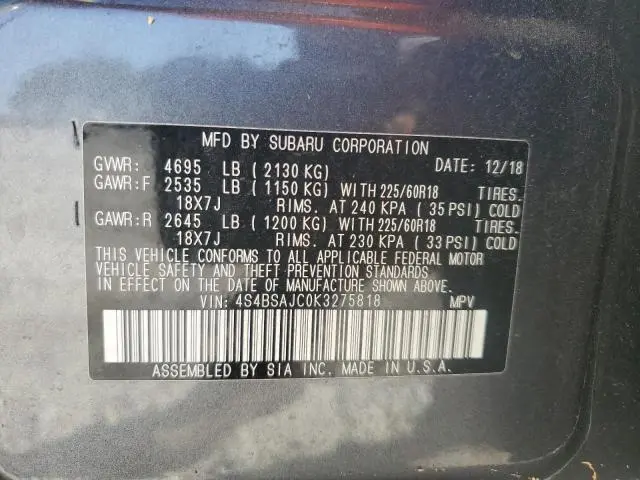 2019 SUBARU OUTBACK 2.5I LIMITED  