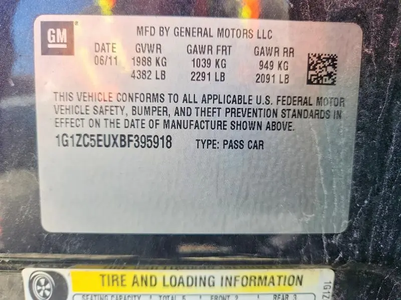 2011 CHEVROLET MALIBU 1LT  
