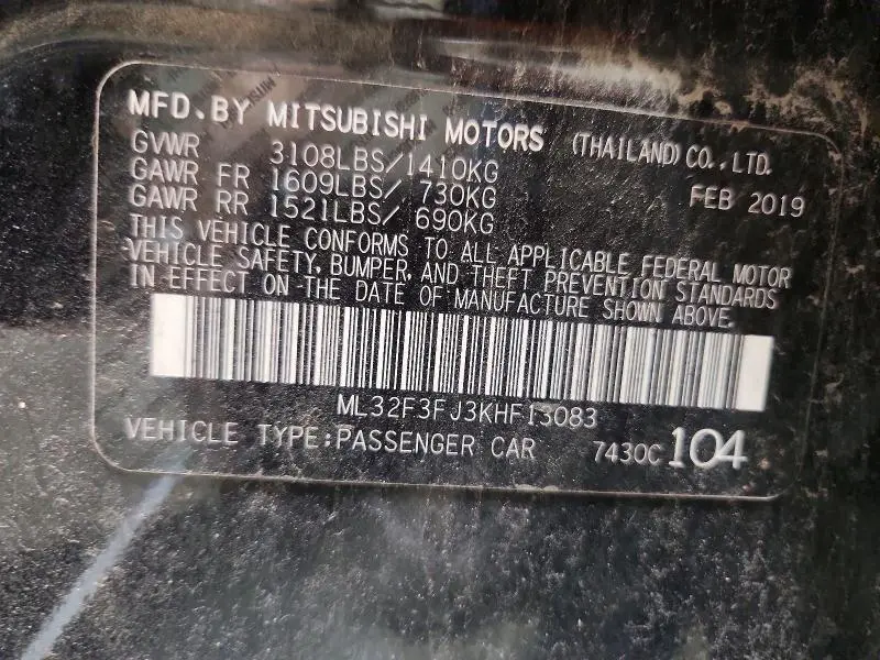 2019 MITSUBISHI MIRAGE G4 ES  
