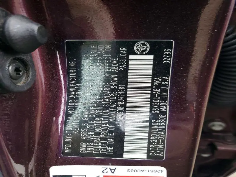 2011 TOYOTA AVALON BASE  