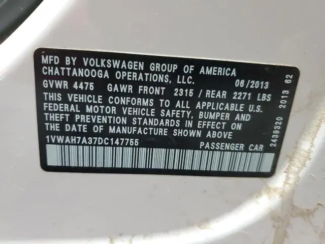 2012 VOLKSWAGEN PASSAT S  