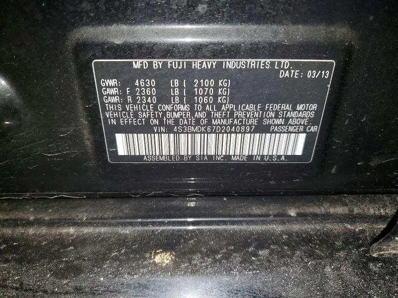 2013 SUBARU LEGACY 3.6R LIMITED  