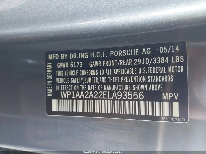 2014 PORSCHE CAYENNE PLATINUM EDITION